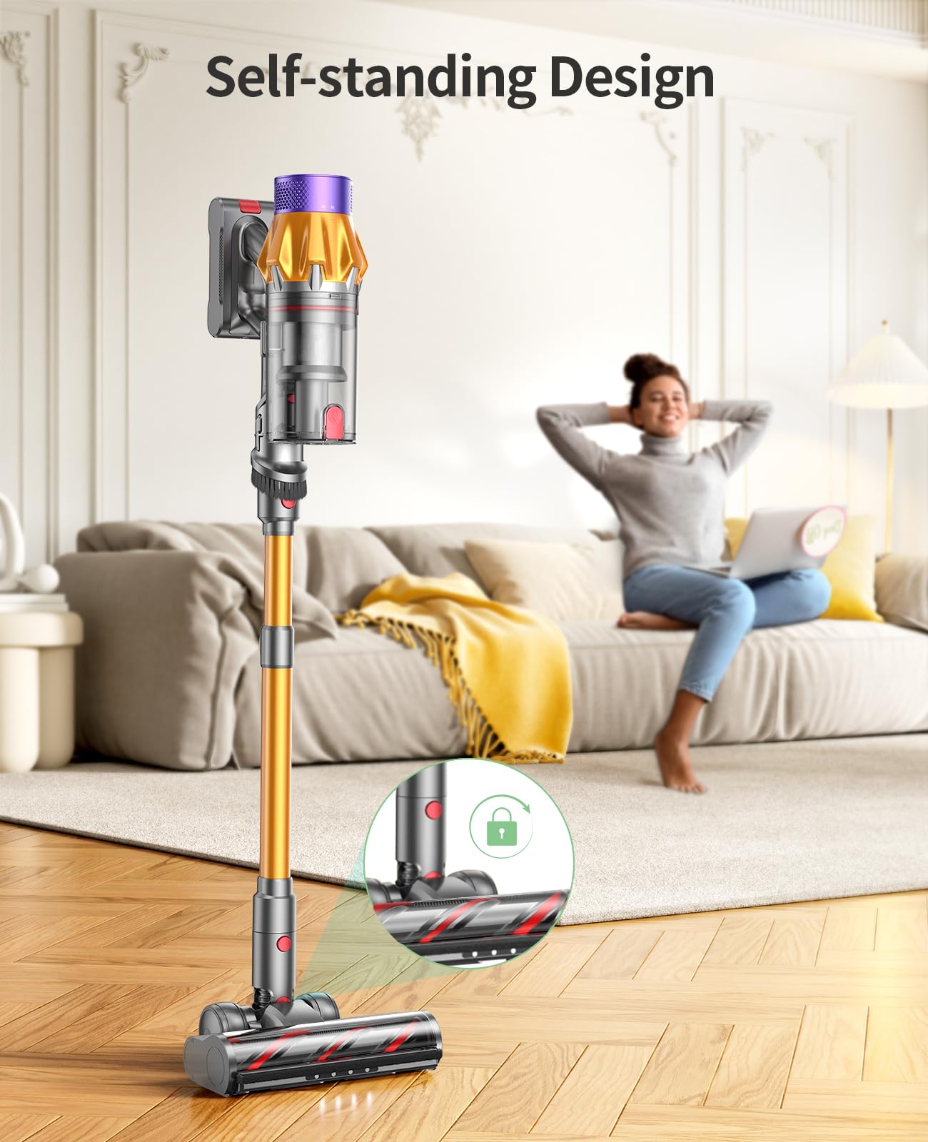 SunSare X7A Cordless Vacuum Cleaner, Upgraded 550W/45Kpa Cordless
